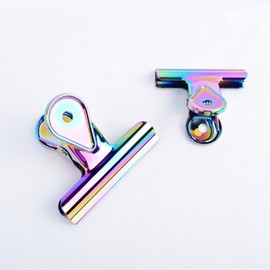 MultiBey Binder Clips Paper Clamp Assorted Sizes Colored Holographic Steel Small Medium Large XL (L (6 pcs))