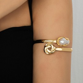 LKingel Gold Arm Cuff Bracelet for Women Gold Pearl Arms Cuff Upper Arm Cuffs Bangle Bracelet Minimalist Armband Arms Cuffs Jewelry for Women Style6