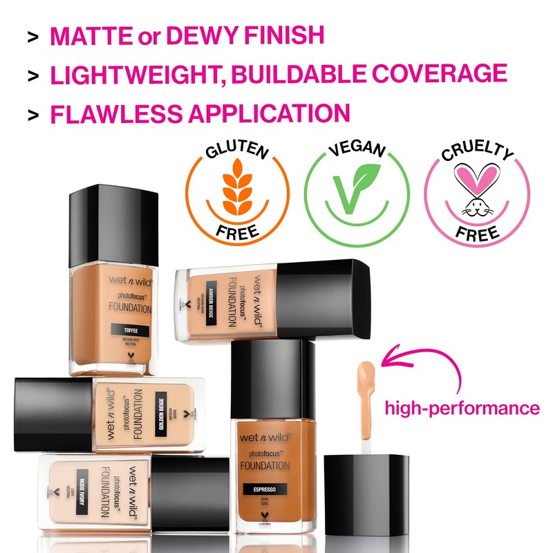 wet n wild Photo Focus Dewy Liquid Foundation Makeup, Bronze