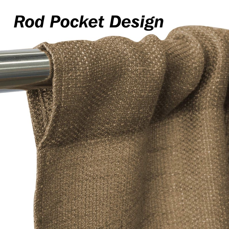 Valea Home Burlap Tier Curtains for Kitchen Rustic Tan Rod