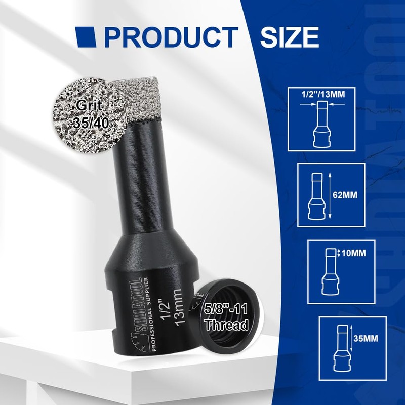 SHDIATOOL Diamond Core Drill Bits 2PCS 1/2 Inch for Porcelain