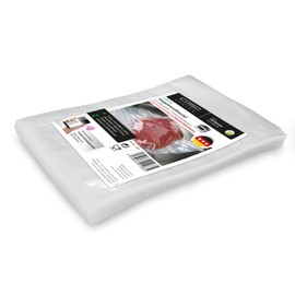 CASO Seal Edge Bags 15 x 20 cm, 90 mμ, Pack of 100, Only for Chamber Vacuum Sealers, Smooth Surface, Stable Weld, BPA-Free, Sous Vide, Made in Germany