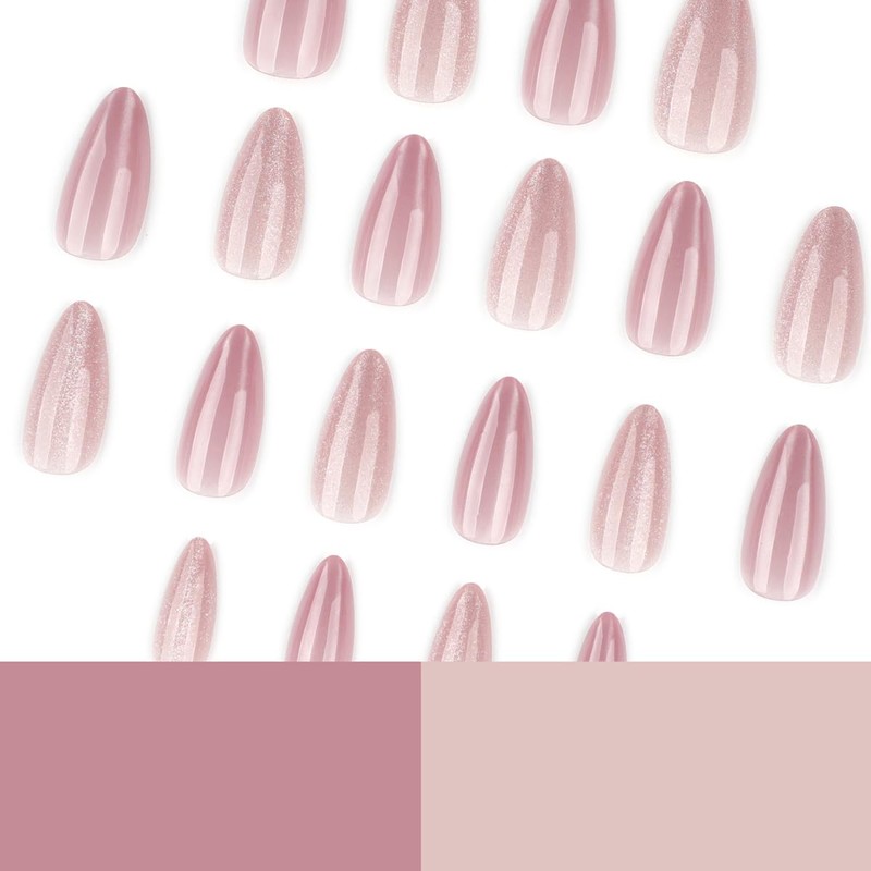 Almond Press on False Nails - Nude Pink Fake Nails