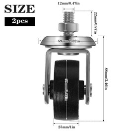 Floor Jack Casters for 3 Ton Floor Jack, Cast Iron Caster Wheels, Floor Jack Replacement Parts Fit for ATD, Cornwell, Mac Tools, Matco, Mountain, Napa, Sunex & More, Pack of 2(12mm Stem)