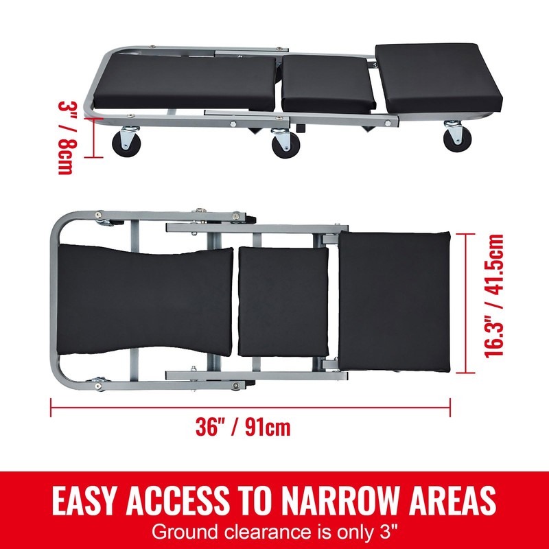 Happybuy Z-Creeper Seat, Dual-Function Rolling Foldable Auto Creeper/Stool, Supports Up