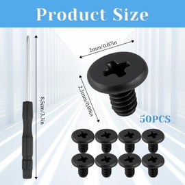 50 PCS M.2 SSD Mounting Screws Kit, PCIE Nvme M2 X 3 MM Replacement Phillips Flat Head Screw M.2 SSD Mountings Screws with Screwdriver, M2Screw for Laptop Nvme SSD-Mounting, Black