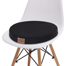 Shinnwa Round Chair Cushion, Dual-Layer Memory Foam Round Seat Pad for Chair with Velvet Cover, Charcoal, 16"x16"x2"