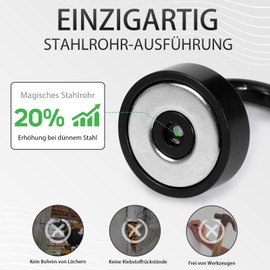 Neosmuk Magnetic Hooks, 12 kg Extra Strong Magnetic Hooks for Camping, Workshop, Locker, Clothes Hook with Neodymium Magnet for Outdoor and Cruise Accessories, Black, Pack of 4