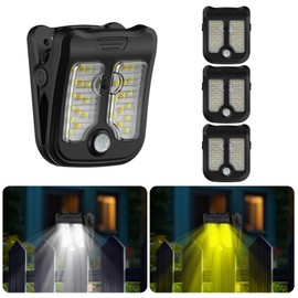 Tryme Small Solar Lights for Chain Link Fence Outdoor Motion Sensor Clip on Solar Lights for Garden Gate Deck Step Patio Camping 4 Pack