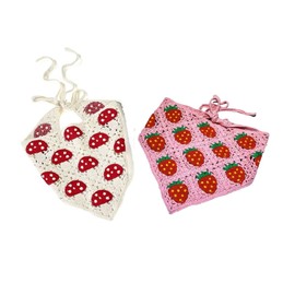 HomeSoGood 2PCS Crochet Hair Bandanas,Strawberry Mushroom Design Women Hairbands Headband, Knitted Headscarf Headwrap for Women Girls
