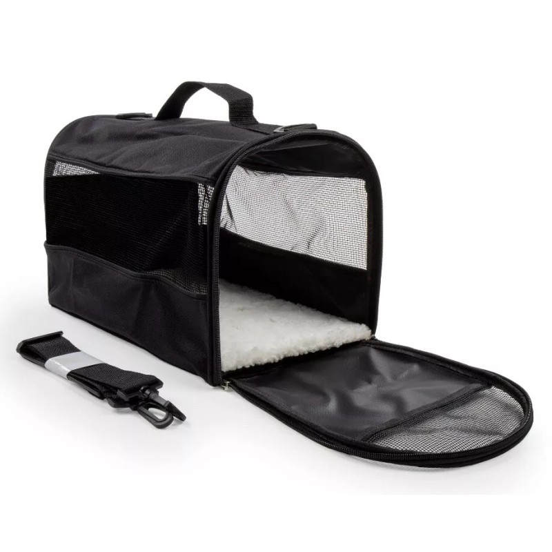Vibrant Life PET CARRIER Small Guaranteed on-Board Soft-Sided Black, 16