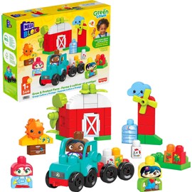 MEGA BLOKS Fisher-Price Toddler Building Blocks Toy Set, Green Town Grow & Protect Farm with 51 Pieces, 3 Figures, Ages 1+ Years