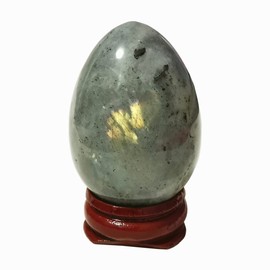 Manekieko Natural Moonstone Egg-Shape Meditation Chakra And Home Decor Balancing Gemstone and Crystals Figurines Kit,35 * 50mm Reiki Healers And Yoga Practioner With Wooden Stand
