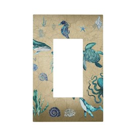 Art Sea Turtle Ocean Light Switch Wall Plate Cover Single Decorator Plastic Electrical Switch Plates and Outlet Covers for Bedroom Kitchen Living Room Home Decor