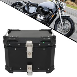 GXYWADY 45L-X Black Motorcycle Tail Box Top Case, Aluminum Alloy Motorcycle Top Case Tail Box with Wide Space & Cool Appearance Motorcycle Trunk Tour Tail Box Secure & Durable