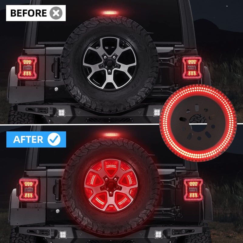 SUPAREE 3-side Spare Tire Brake Light Wheel Light 3rd Third