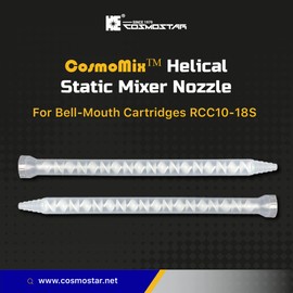 CosmoMix Helical Static Mixer Nozzle Tube Tip, Bell-Mouth, 8.5 Inches, 18 Elements, 10 Pieces, Static Mixer Plastic Resin Mixing For AB Glue Acrylic Adhensive Gun Mixer(RCC10-18L)