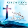 Jesus Cross Ring,Sterling Silver Adjustable Open Faith Cross Religious Ring