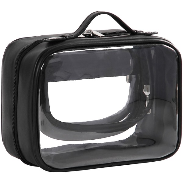 Veki Transparent Makeup Bag, Double Travel Cosmetic Bag Waterproof Large