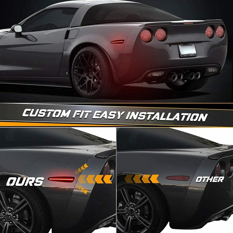 KENRTIR Smoked Lens Red LED Lamp Compatible with 2005-2013 Chevy