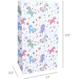 Favor Bags - Pattern Design Printed on Kraft Paper Goodie Gift Treat Bags and Party Supplies - 9.5" x 5.5" x 3.25" (Unicorn 50 Pack Paper Favor Bags)