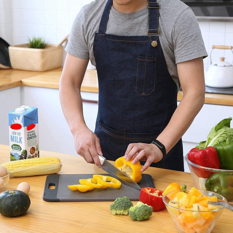 Denim Apron with Pockets for Men Women Chef Kitchen BBQ