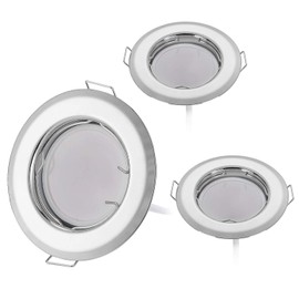 HCFEI Set of 3 LED Recessed Spotlights Ultra Flat with LED Spot Module 230 V I 3 W 320 lm I Warm White 3000 K I 120° Beam Angle I Dimmable I Chrome I 53-70 mm Installation Hole I Recessed Light Round