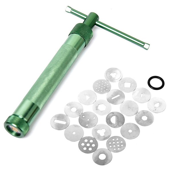 NUOLUX Clay Extruder Gun with 20 Interchangeable Discs (Green)
