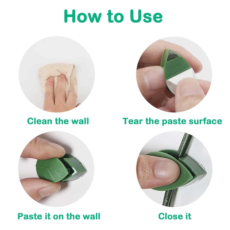 Plant Climbing Wall Fixture Clips, 100Pcs Self-Adhesive Plant Fixer Wall