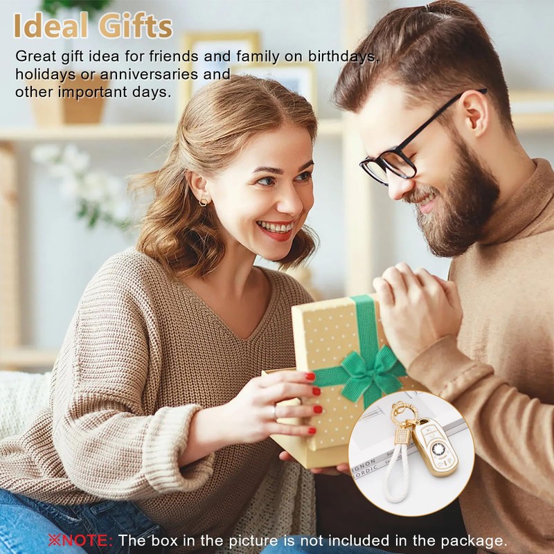 PIFOOG - Funda para llave Buick 6 botones (blanco dorado