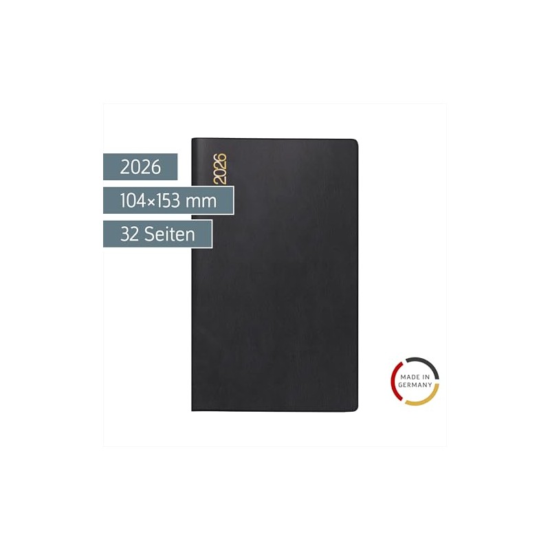 rido/idé Pocket Calendar Model Uni Planner 2026 | A6, Plastic,