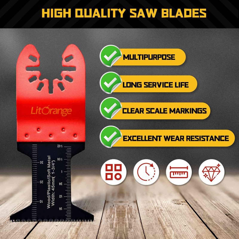 Litorange 31PCS Oscillating Saw Blades, Universal Titanium Multitool Quick Release