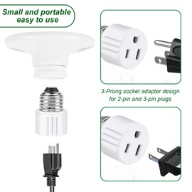 Outlet Light Socket Adapter,Screw in Outlet Socket,E26 Light Bulb to Outlet Socket Converter,Light Bulb Plug Adapter for Porch Light Socket,Camera,Garage Light (2)