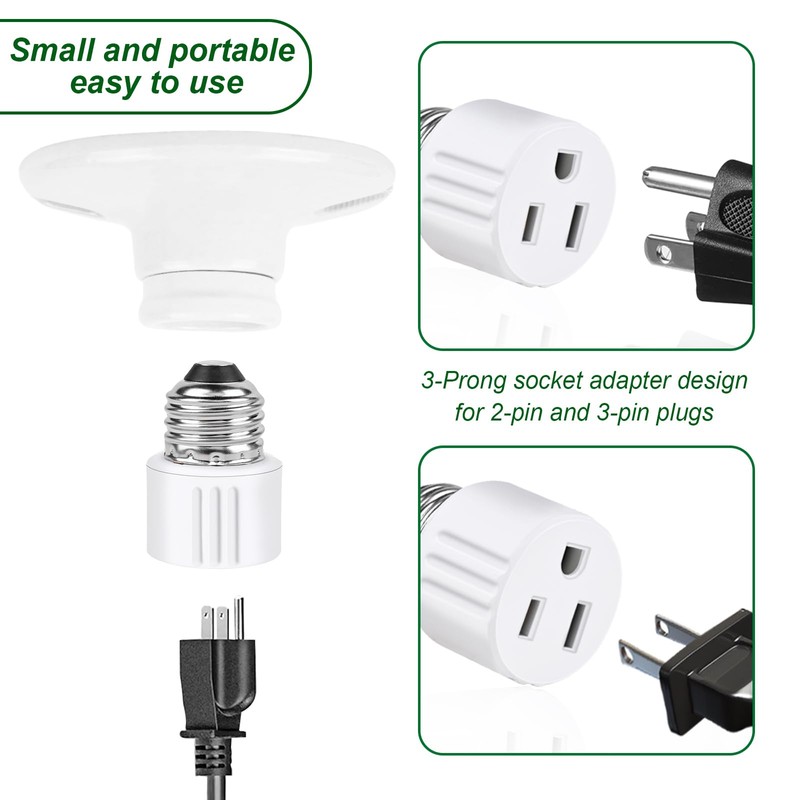 Outlet Light Socket Adapter,Screw in Outlet Socket,E26 Light Bulb to