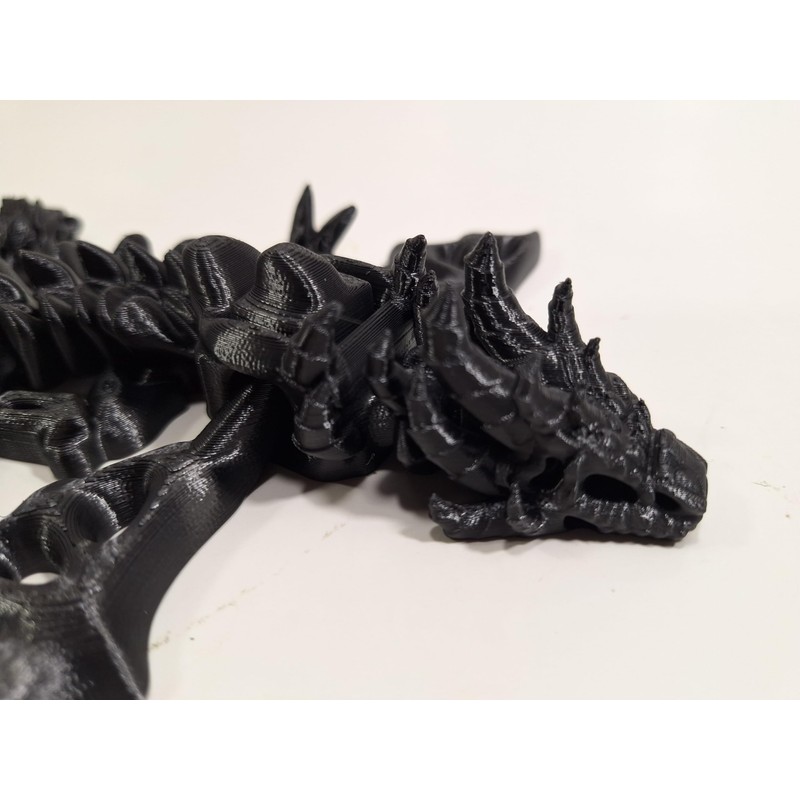 FlexiMech Zombie War Dragon 3D Printed Onyx Black Reptile Articulated
