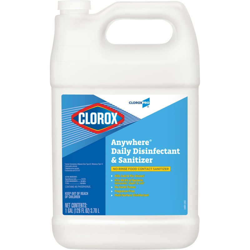 CloroxPro Anywhere Daily Disinfectant and Sanitizer, No-Rinse Food Contact Sanitizer,