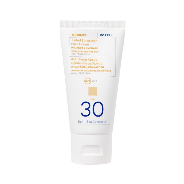Korres Yoghurt Tinted Sunscreen Face Cream Spf30 50ml