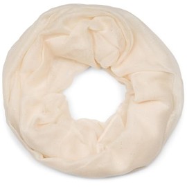 styleBREAKER 01018090 Elegant Plain Glitter Loop Scarf, Plain Colour, Tube Scarf, Cream-Beige