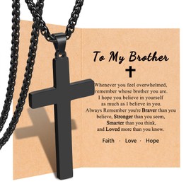 PINKDODO Graduation Gifts for Brother, Christmas Gifts for Brother from Sister, Brother Cross Necklace Birthday Valentine's Day Graduation Father's Day Gifts for Adult Brother Men