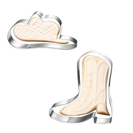 BOXOB 2 Stück Ausstechformen mit Cowboy-Motiv, Ausstechformen mit Cowboystiefeln und Kuhhut Dessert-Backwerkzeug Küchenutensilien zur Herstellung von Keksen Brot Teig Fondant