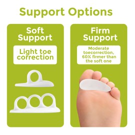 Bukihome Hammertoe Corrector Gel Toe Straighteners - 12 pcs Support Crest for Women & Men - Realign Bent, Crooked, Curled, Claw, Hammer Toes - White,Multi-Size