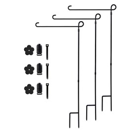 hogardeck 2PC Garden Flag Holder Stand, Thickened Pole Sturdy and Straight Premium Yard Flag Holder Weather-Proof Metal Flagpole with Stopper and Clip Fit for American Flag, Garden Flag