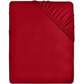 Utopia Bedding Fitted Sheet - Red, 180 x 200 cm - 35 cm Cuts for Thick Mattress - Brushed Microfiber Polyester