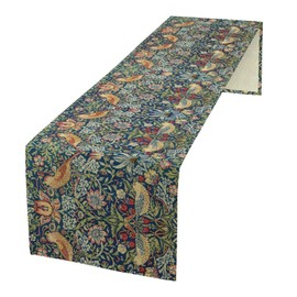 ICMOLYYENLO William Morris Table Runner Vintage Design Strawberry Thief Table Runner Rustic Style Table Runner Can Be Used for Birthday Party Dinner Table Decoration 13x70 Inches