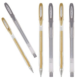 6 x Uni Ball Gold and Silver Colour Ultra-Smooth Metallic Gel Ink Pens for Writing, Drawing, Colouring - (OEM Packed - Non-Retail Packaging)