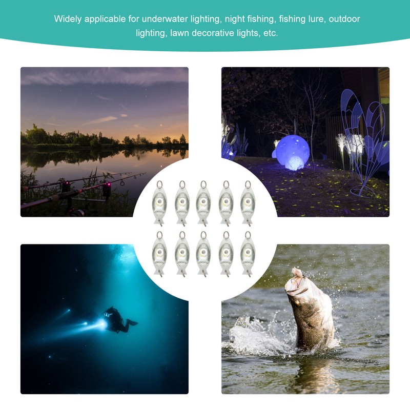 10Pcs LED Underwater Fishing Lure Light Eye Shape Deep Drop