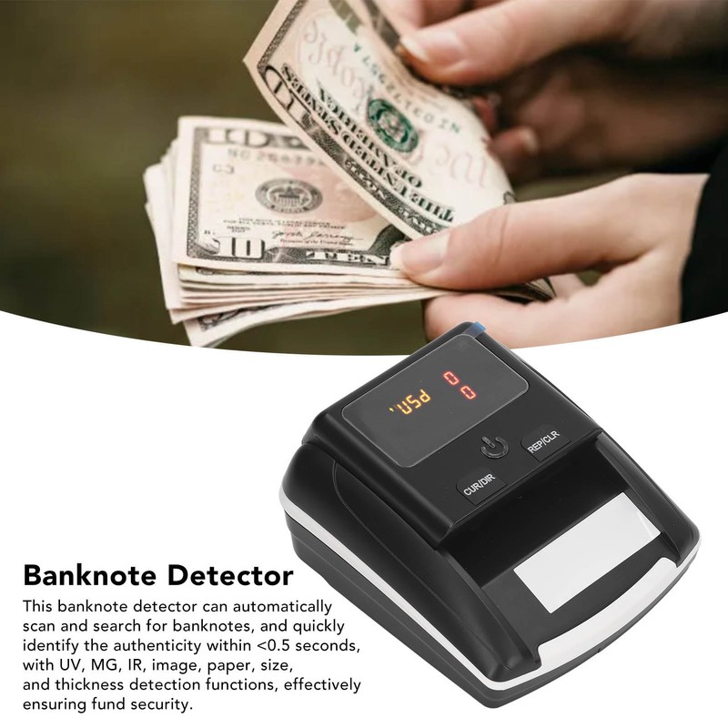 Automatic Banknote Detector Portable USD EUR Count Machine Counterfeit Bill