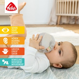 Fehn Rattle Ball Sloth - Gripping Play Ball with Material Mix & Rattle for Throwing, Gripping, Rolling - Promotes Babies' Motor Skills - For Baby and Toddlers from 0+ Months