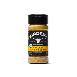 Kinder's Organic Cracked Pepper and Lemon, Premium Quality Seasoning, MSG Free and USDA Certified Organic, 3.5 oz