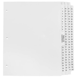 Exhibitindexes® Numbered Dividers 1-100 Punched - AVE Style Bold Tabs - Side Collated Exhibit Tabs - Made in The USA | Letter Size - 1-100 - Sets